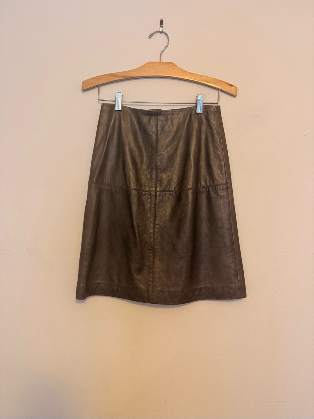 Pelle Studio Brown Leather A-Line Skirt